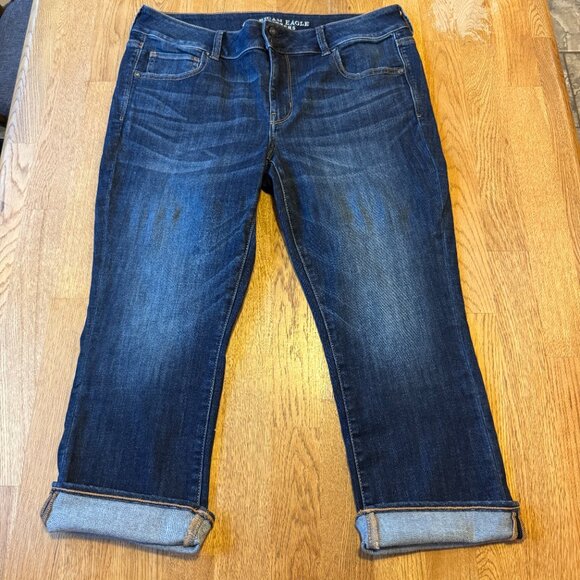 American Eagle Artist Crop Jeans Dark Wash Size 18 - Picture 4 of 12